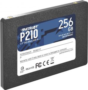 SSD PATRIOT P210 256GB Write speed 400 MBytes/sec Read speed 500 MBytes/sec 2,5″ TBW 120 TB P210S256G25