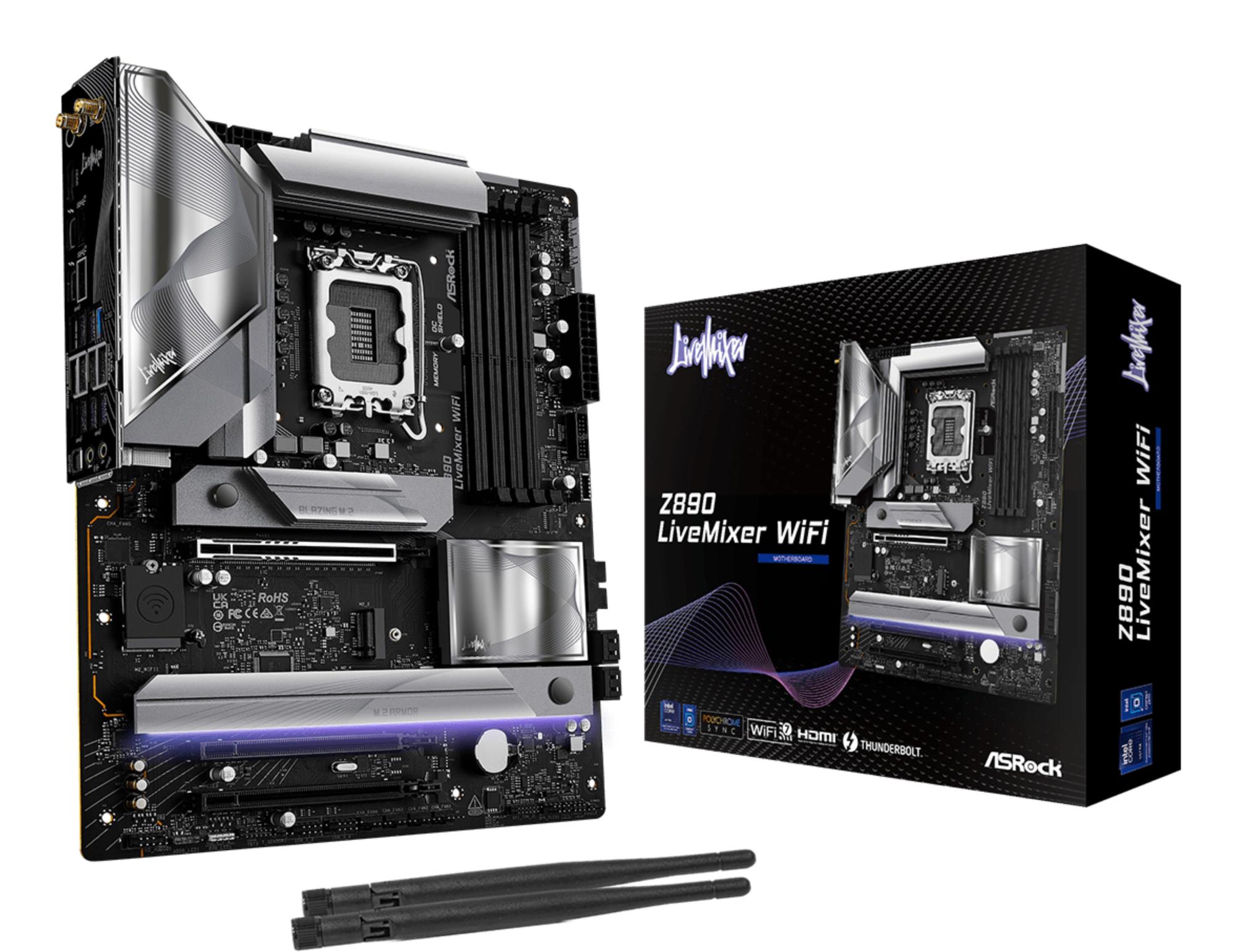 Mainboard ASROCK Intel Z890 LGA 1851 (Socket V1) ATX RAM DDR5-SDRAM 4xSlots Wi-Fi Yes Bluetooth Yes Z890LIVEMIXERWIFI