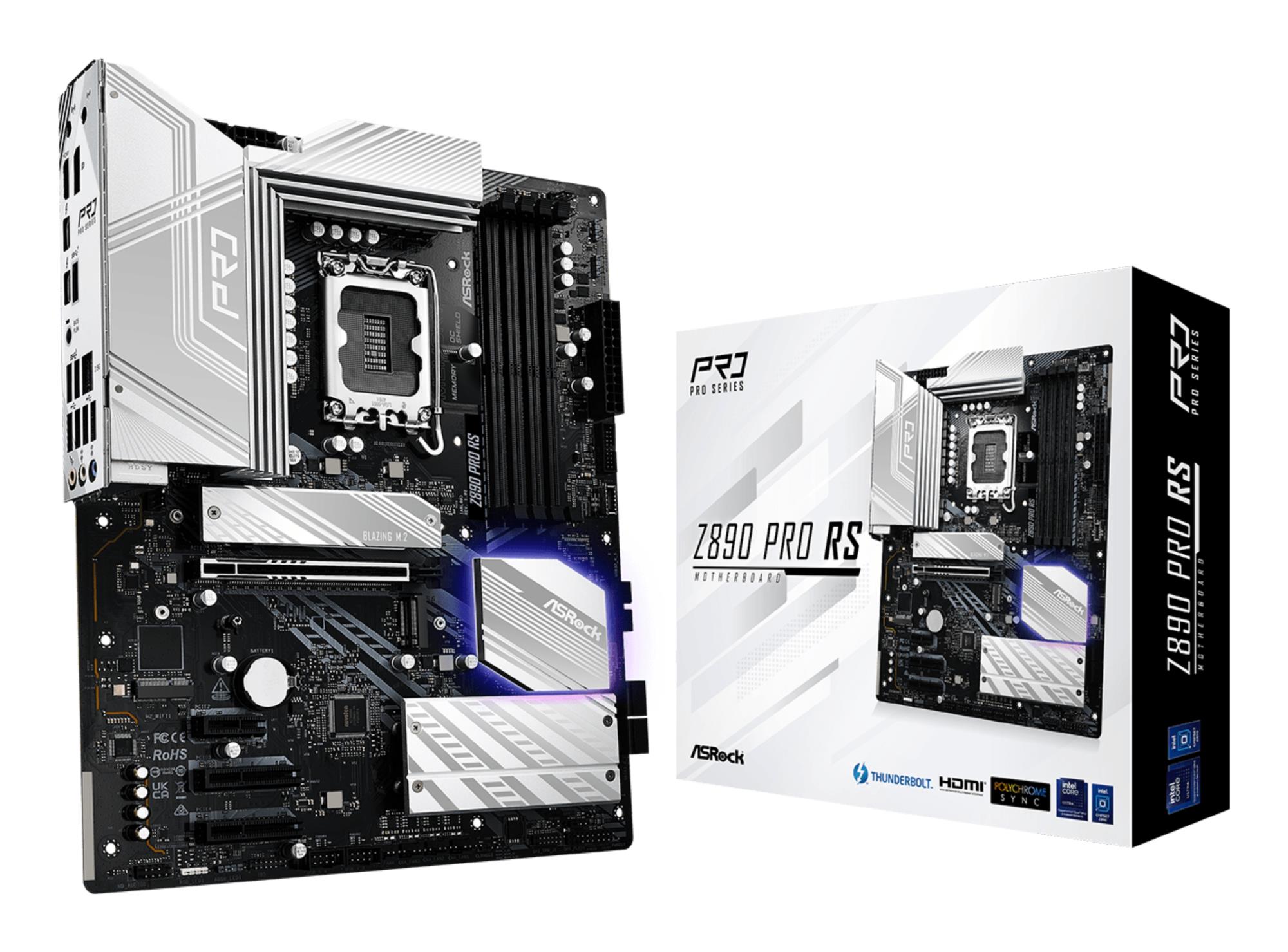Mainboard ASROCK Intel Z890 LGA1851 ATX Memory DDR5 Memory slots 4 1xPCI-Express 4.0 1x 2xPCI-Express 4.0 4x 1xPCI-Express 5.0 16x 1xM.2 1xHDMI 1xDisplayPort 4xUSB 2.0 2xUSB 3.1 1xUSB 3.2 2xUSB-C w/Thunderbolt 1xRJ45 3xAudio port Z890PRORS