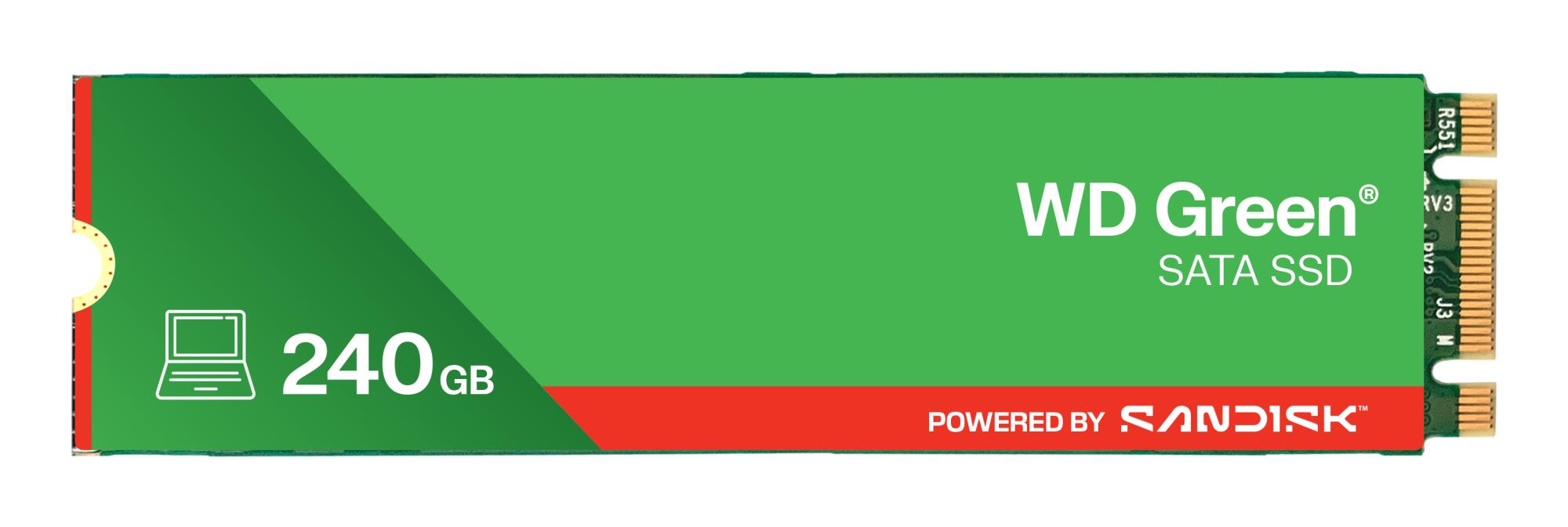 SSD SANDISK MTBF 1000000 h Read speed 545 MB/s Serial ATA III M.2 240 GB POWERED BY SANDISK Green WDS240G3G0B