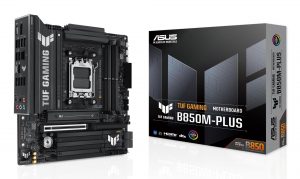 Mainboard ASUS AMD B850 SAM5 Micro-ATX Memory DDR5 Memory slots 4 1xPCI-Express 4.0 1x 1xPCI-Express 4.0 16x 1xPCI-Express 5.0 16x 3xM.2 1xHDMI 1xDisplayPort 4xUSB 2.0 4xUSB 3.0 3xUSB 3.2 1xUSB-C 1xRJ45 5xAudio port TUFGAMINGB850M-PLUS