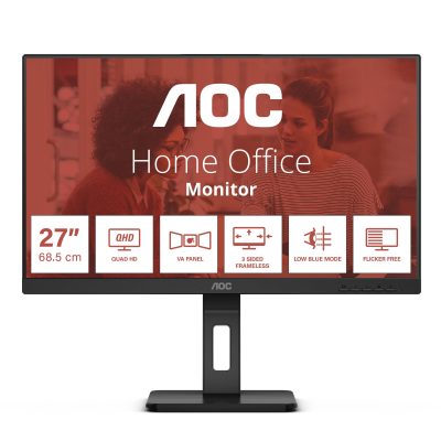 LCD Monitor AOC 27 “ 2560 x 1440 pixels Quad HD Native aspect ratio 16:9 Flat Q27E3UMF