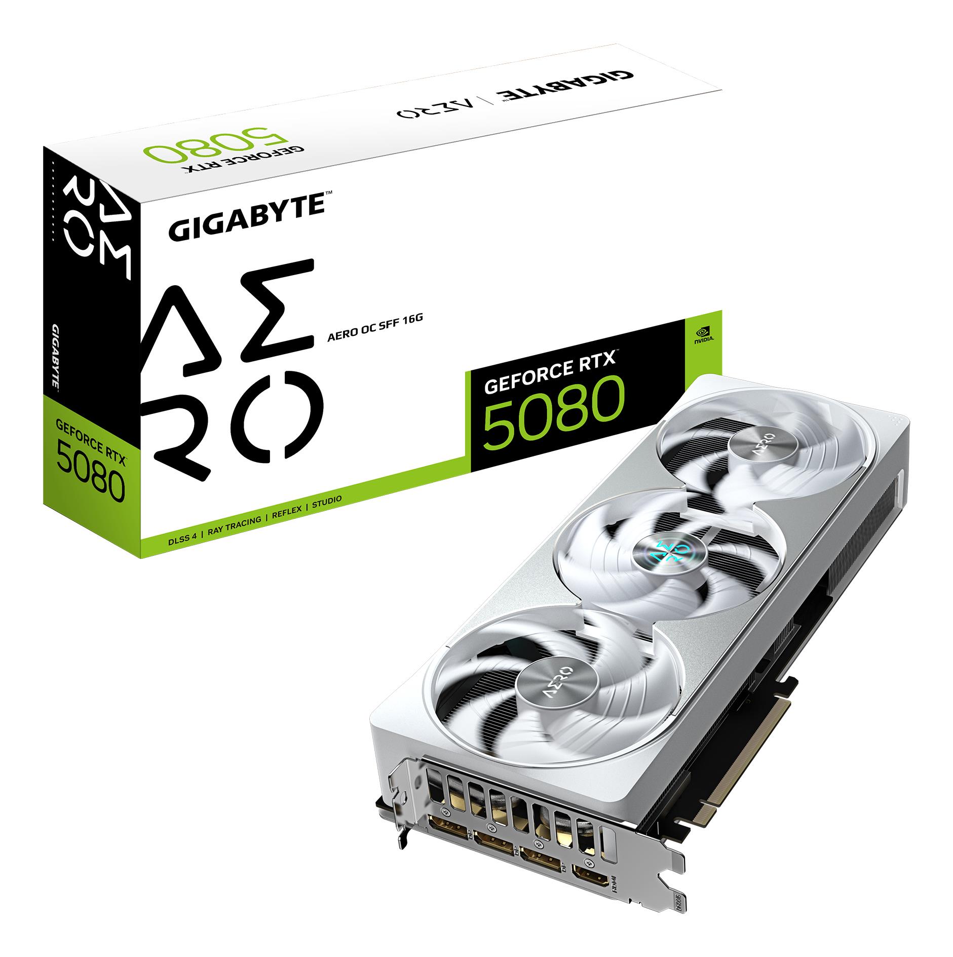 Graphics Card GIGABYTE NVIDIA GeForce RTX 5080 16 GB GDDR7 256 bit PCIE 5.0 16x GPU 2617 MHz Dual Slot Fansink GV-N5080AEROOC-16GD1.0
