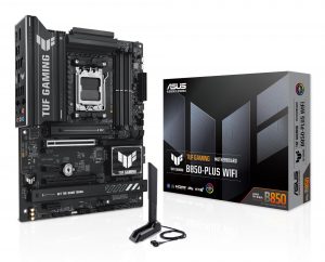 Mainboard ASUS AMD B850 SAM5 ATX Memory DDR5 Memory slots 4 2xPCI-Express 4.0 1x 1xPCI-Express 4.0 16x 1xPCI-Express 5.0 16x 3xM.2 1xHDMI 1xDisplayPort 2xUSB 2.0 4xUSB 3.1 3xUSB 3.2 1xUSB-C 1xRJ45 5xAudio port TUFGAMINGB850-PLUSWIFI