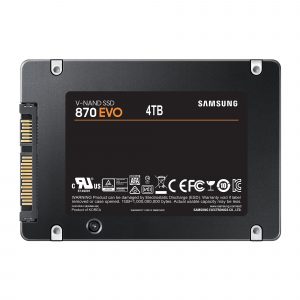 SSD SAMSUNG 870 EVO 4TB SATA SATA 3.0 MLC Write speed 530 MBytes/sec Read speed 560 MBytes/sec 2,5" TBW 2400 TB MTBF 1500000 hours MZ-77E4T0B/EU