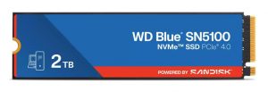 SSD SANDISK 900xTBW rating MTBF 1750000 h Read speed 7100 MB/s Write speed 6700 MB/s NVMe Yes PCI Express 4.0 M.2 2000 GB POWERED BY SANDISK Blue SN5100 WDS200T5B0E-00CPE0
