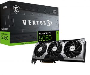 Graphics Card MSI NVIDIA GeForce RTX 5080 16 GB GDDR7 256 bit PCIE 5.0 16x Dual Slot Fansink 1xHDMI 3xDisplayPort RTX508016GVENTUS3XOC
