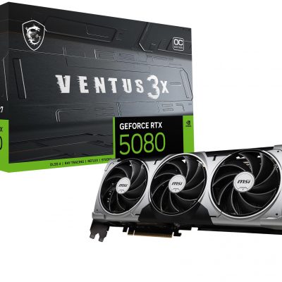 Graphics Card MSI NVIDIA GeForce RTX 5080 16 GB GDDR7 256 bit PCIE 5.0 16x Dual Slot Fansink 1xHDMI 3xDisplayPort RTX508016GVENTUS3XOC
