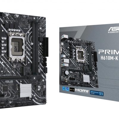 Mainboard ASUS Intel H610 LGA1700 MicroATX Memory DDR4 Memory slots 2 1xPCI-Express 3.0 1x 1xPCI-Express 4.0 16x 1xM.2 1x15pin D-sub 1xHDMI 2xAudio-In 1xAudio-Out 4xUSB 2.0 2xUSB 3.2 1xPS/2 1xRJ45 PRIMEH610M-KD4