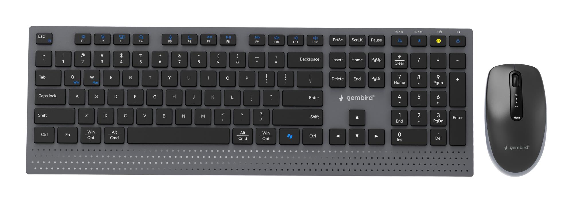KEYBOARD +MOUSE WRL ENG/BK KBS-WPS-02 GEMBIRD