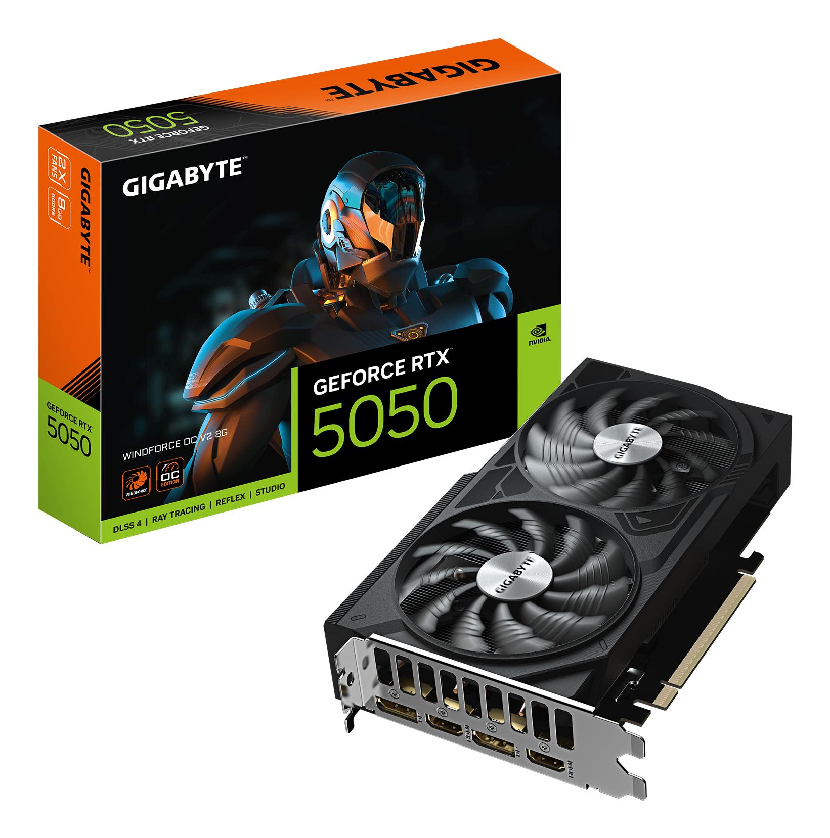 Graphics Card GIGABYTE NVIDIA GeForce RTX 5050 2587 MHz 8 GB GDDR6 128 bit PCI Express 5.0 Active GV-N5050WF2OCV2-8GD