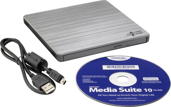H.L Data Storage Ultra Slim Portable DVD-Writer GP60NS60 Interface USB 2.0 DVD±R/RW CD read speed 24 x CD write speed 24 x Silver Desktop/Notebook - Image 3