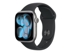 Apple Watch Series 11 GPS + Cellular 42mm Space Grey Aluminium Case with Black Sport Band - M/L Apple