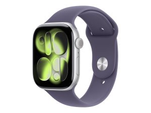 Apple Watch Series 11 GPS + Cellular 46mm Silver Aluminium Case with Purple Fog Sport Band - S/M Apple
