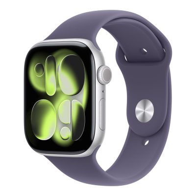 Apple Watch Series 11 GPS + Cellular 46mm Silver Aluminium Case with Purple Fog Sport Band - S/M Apple