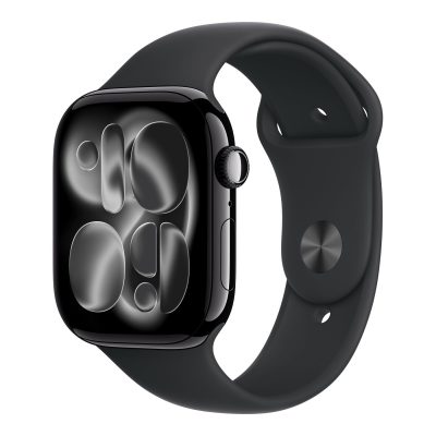 Apple Watch Series 11 GPS + Cellular 46mm Jet Black Aluminium Case with Black Sport Band - S/M Apple