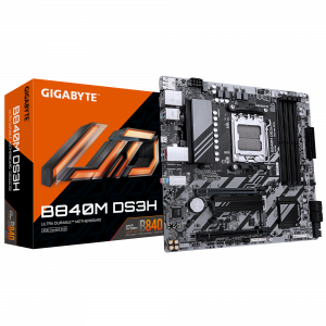 Gigabyte B840M DS3H Processor family AMD Processor socket AM5 DDR5 Supported hard disk drive interfaces SATA, M.2 Number of SATA connectors 4