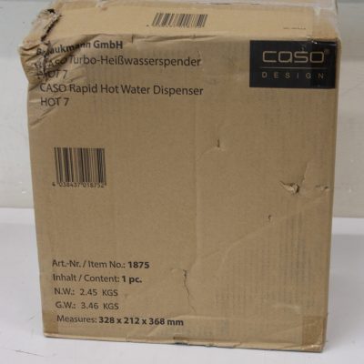 SALE OUT. Caso Turbo Hot Water Dispenser Hot 7 Water Dispenser 2200-2600 W 2.7 L Plastic/Stainless Steel Black/Stainless Steel DAMAGED PACKAGING, BROKEN INER PACKAGING, DAMAGED GLASS CONTAINER