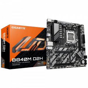 Gigabyte B840M D2H Processor family AMD Processor socket AM5 DDR5 Supported hard disk drive interfaces SATA, M.2 Number of SATA connectors 4
