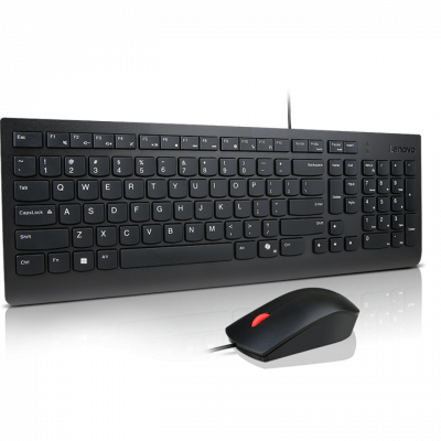 Lenovo Essential Wired Combo Keyboard and Mouse Keyboard and Mouse Set Wired Mouse included Nordic Black