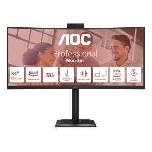 AOC CU34E4CW 34 " VA UWQHD 120 Hz 4 ms 3440 x 1440 pixels 350 cd/m² HDMI ports quantity 2 Black