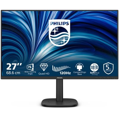 Philips 27B2N3500J/00 27 " IPS QHD 16:9 120 Hz 4 ms 2560 x 1440 pixels 350 cd/m² HDMI ports quantity 2 Black