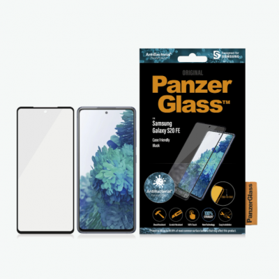 PanzerGlass Samsung Galaxy S20 FE CF Glass Black Works with face recognition and is compatible with the in-screen fingerprint reader; Case Friendly Clear Screen Protector