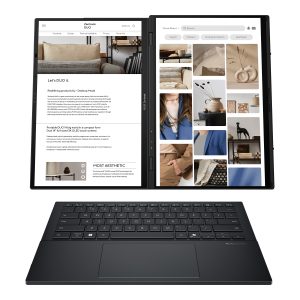 Asus Zenbook Duo UX8406CA-QL287W Inkwell Gray 14 " OLED Touchscreen FHD 1920 x 1200 pixels Intel Core Ultra 7 255H 16 GB LPDDR5X Solid-state drive capacity 1000 GB Intel Arc Graphics Windows 11 Home 802.11be Bluetooth version 5.4 Keyboard language US international Keyboard backlit Warranty 24 month(s) Battery warranty 12 month(s)