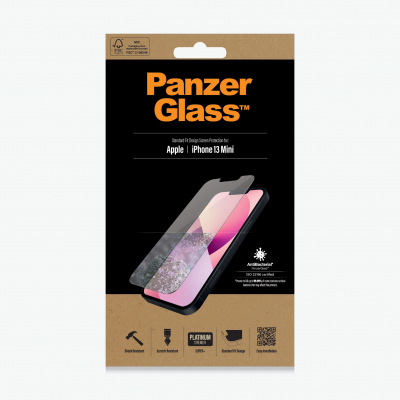 PanzerGlass Clear Screen Protector Apple iPhone 13 Mini Tempered glass Antibacterial glass; Resistant to scratches and bacteria; Shock absorbing; Easy to install