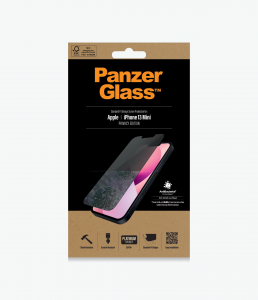 PanzerGlass Apple iPhone 13 Mini Tempered glass Black Crystal clear; Resistant to scratches and bacteria; Shock absorbing; Easy to install Privacy Screen Protector