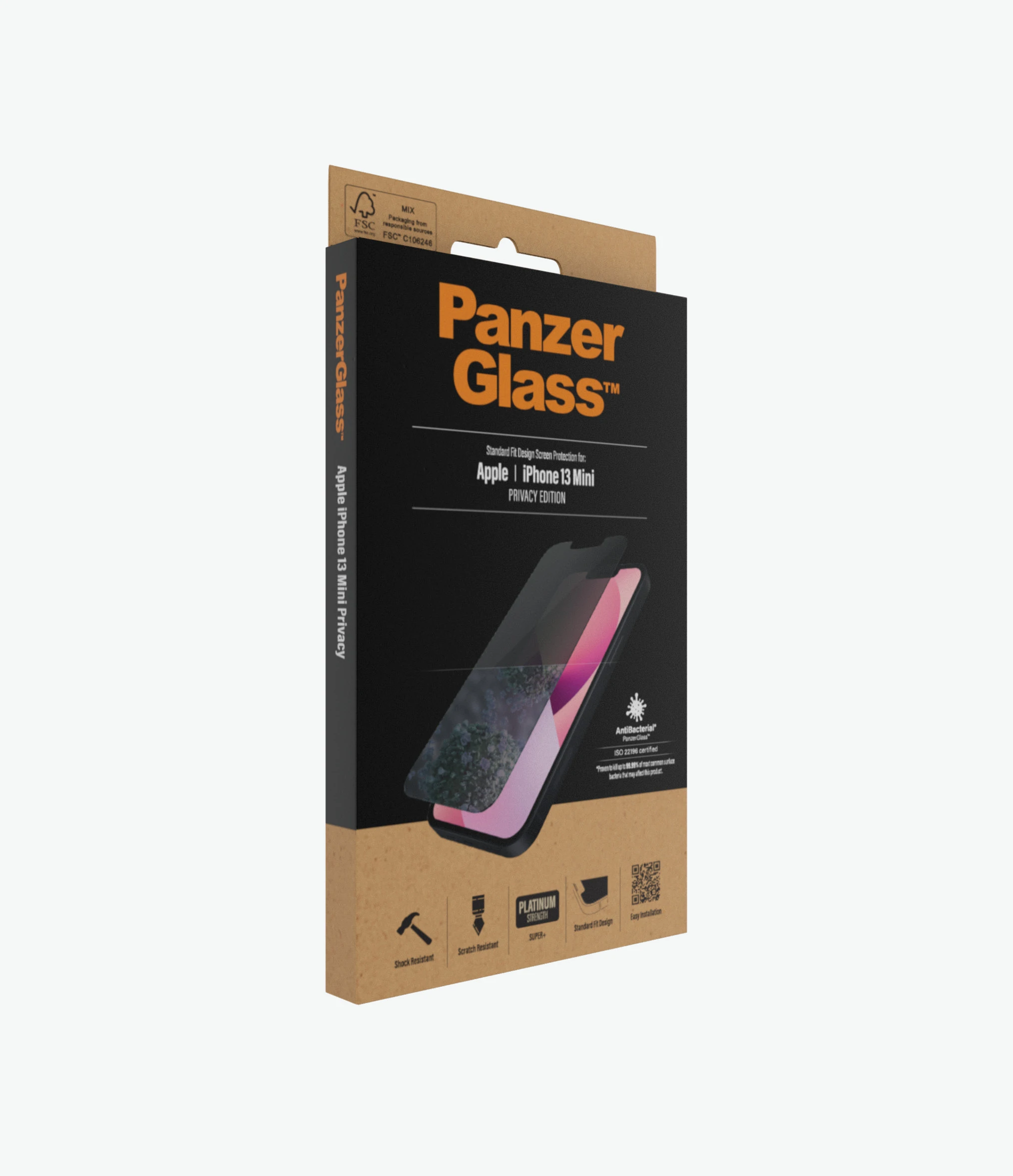 PanzerGlass Apple iPhone 13 Mini Tempered glass Black Crystal clear; Resistant to scratches and bacteria; Shock absorbing; Easy to install Privacy Screen Protector - Image 5
