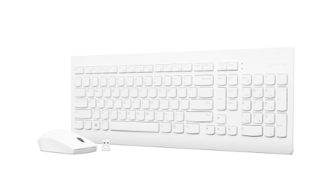 Lenovo Wireless Combo Keyboard & Mouse 510 Keyboard and Mouse Combo 2.4 GHz Wireless via Nano USB Batteries included English White