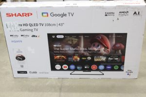 SALE OUT. Sharp 43HR7265E 43" (108cm) QLED 144Hz 4K Ultra HD Google TV, Dolby Vision IQ, Dolby Atmos, Central Stand Sharp 43HR7265E 43 Smart TV Google TV Black DAMAGED PACKAGING