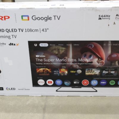 SALE OUT. Sharp 43HR7265E 43" (108cm) QLED 144Hz 4K Ultra HD Google TV, Dolby Vision IQ, Dolby Atmos, Central Stand Sharp 43HR7265E 43 Smart TV Google TV Black DAMAGED PACKAGING