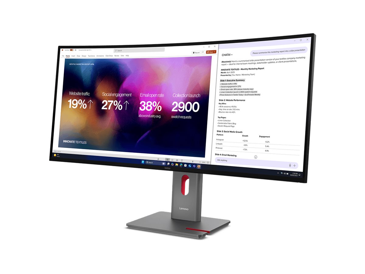 Lenovo ThinkVision P40WD-40 39.7 " IPS WUHD 21:9 120 Hz 4ms GtG (Extreme mode) / 6ms GtG (Typical mode) ms 5120 x 2160 pixels 400 cd/m² HDMI ports quantity 1 Eclipse Black - Image 4