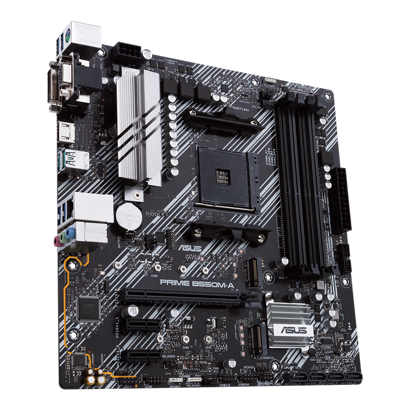 Asus PRIME B550M-A Processor family AMD Processor socket AM4 DDR4 Memory slots 4 Supported hard disk drive interfaces M.2, SATA Number of SATA connectors 4 Chipset AMD B Micro ATX - Image 6