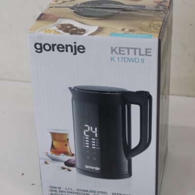 SALE OUT. SALE OUT. Gorenje Kettle K17DWDII Electric 2200 W 1.7 L Stainless Steel 360° rotational base Black DEMO, SCRATCHED