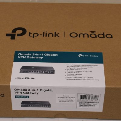 SALE OUT. TP-LINK Omada 3-in-1 Gigabit VPN Router ER7212PC 802.1q 10/100/1000 Mbit/s Ethernet LAN (RJ-45) ports 8 Mesh Support No MU-MiMO No No mobile broadband 24 month(s) USED, SCRATCHED ON BACK