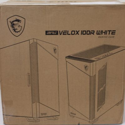 SALE OUT. MSI MPG VELOX 100R White PC Case, Mid-Tower, USB 3.2, Audio-out, Mic-in MSI PC Case MPG VELOX 100R WHITE White Mid-Tower DAMAGED PACKAGING, DENTED CORNER (TOP)