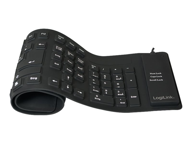 Logilink Flexible waterproof Keyboard USB + PS/2 ID0019A Flexible keyboard Wired DE Black - Image 2