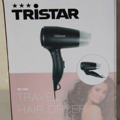SALE OUT. Tristar HD-2460 Tristar Travel Hair Dryer HD-2460 1200 W Number of temperature settings 2 Black DAMAGED PACKAGING Warranty 24 month(s)