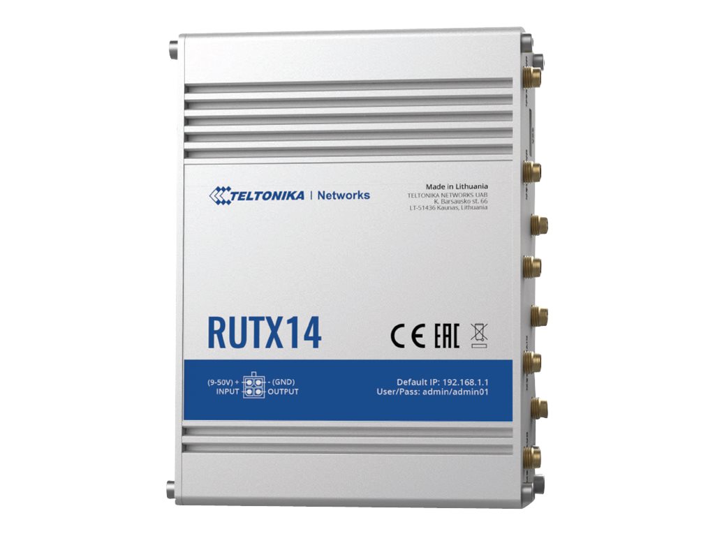 Teltonika LTE Cat 12 Router RUTX14 802.11ac 867 Mbit/s 10/100/1000 Mbps Mbit/s Ethernet LAN (RJ-45) ports 5 MU-MiMO Yes 4G Antenna type Internal