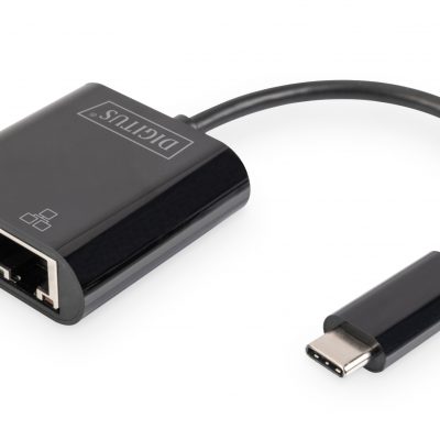 Digitus USB-Type-C Gigabit Ethernet Adapter + PD with power delivery function DN-3027 Black USB-C port to a Gigabit network connection
