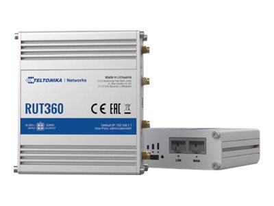 Teltonika Industrial Cellular Router RUT360 LTE CAT6 1 x LAN ports, 10/100 Mbps, compliance with IEEE 802.3, IEEE 802.3u standards, supports auto MDI/MDIX crossover Mbit/s Ethernet LAN (RJ-45) ports 2 x RJ45 ports, 10/100 Mbps Mesh Support No MU-MiMO Yes 3G/4G data sharing Antenna type 2 x SMA for LTE, 2 x RP-SMA for WiFi - Image 3