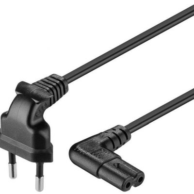 Goobay 97350 Euro connection cord, both ends angled Black Euro male (Type C CEE 7/16) Device socket C7