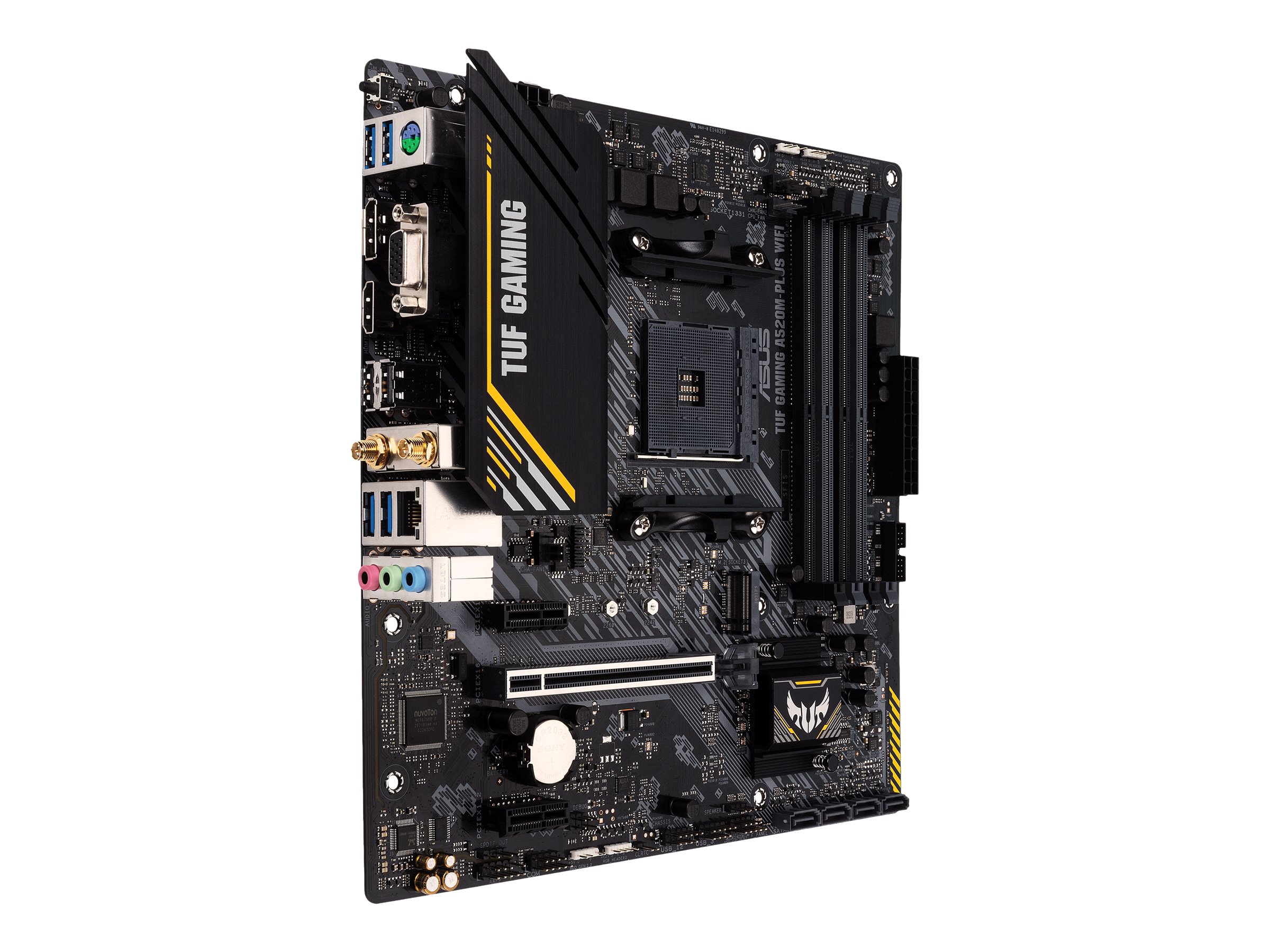 Asus TUF GAMING A520M-PLUS Processor family AMD Processor socket AM4 DDR4 Memory slots 4 Supported hard disk drive interfaces SATA, M.2 Number of SATA connectors 4 Chipset AMD A520 Micro ATX - Image 6