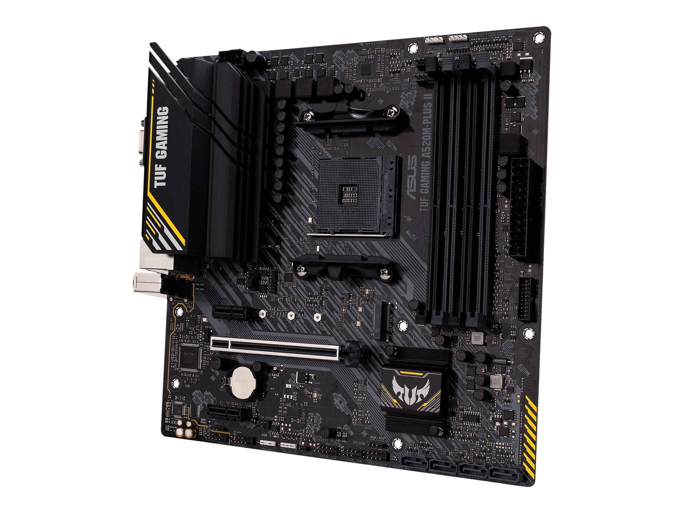 Asus TUF GAMING A520M-PLUS II Processor family AMD Processor socket AM4 DDR4 DIMM Memory slots 4 Supported hard disk drive interfaces SATA, M.2 Number of SATA connectors 4 Chipset AMD A520 Micro ATX - Image 4