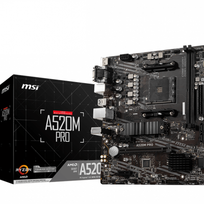 MSI A520M PRO Processor family AMD Processor socket AM4 DDR4 Memory slots 2 Chipset AMD A Micro ATX
