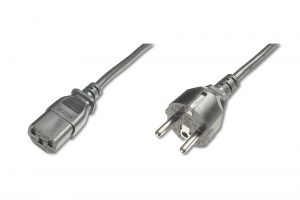 Digitus Power Cord Cable Power Cord, Schuko (CEE 7/7) - C13 M/F, H05VVF3G 0.75qmm Black