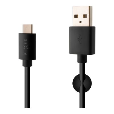 Fixed Data And Charging Cable With USB/USB-C Connectors Black